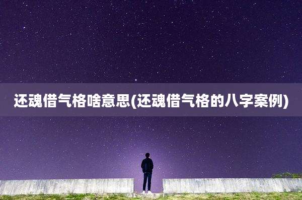 还魂借气格啥意思(还魂借气格的八字案例)