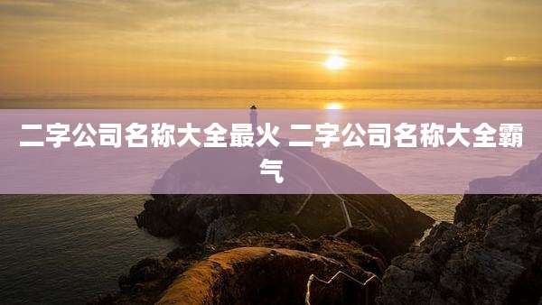 二字公司名称大全最火 二字公司名称大全霸气