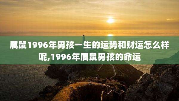 属鼠1996年男孩一生的运势和财运怎么样呢,1996年属鼠男孩的命运
