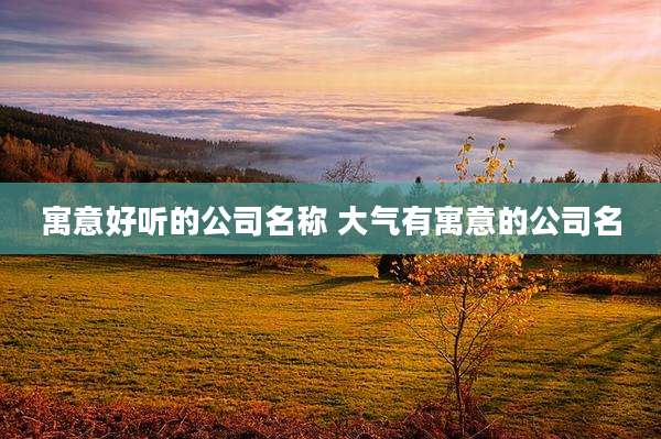 寓意好听的公司名称 大气有寓意的公司名
