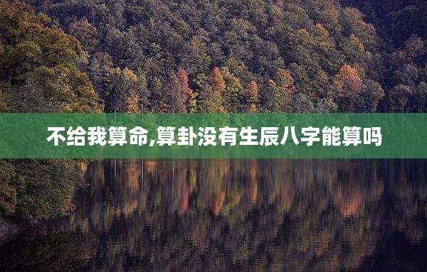 不给我算命,算卦没有生辰八字能算吗