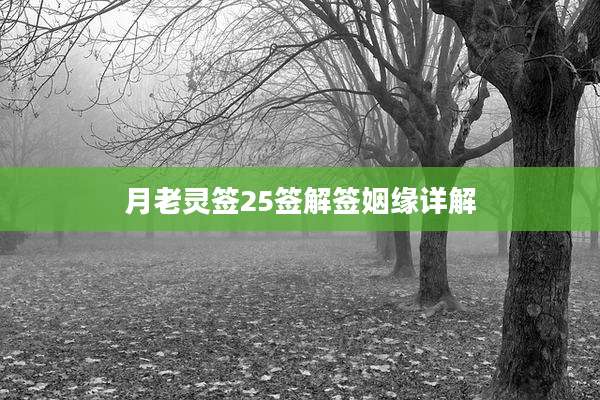 月老灵签25签解签姻缘详解