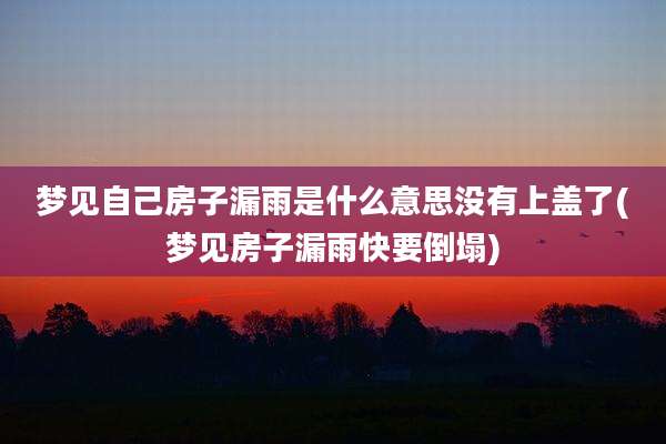 梦见自己房子漏雨是什么意思没有上盖了(梦见房子漏雨快要倒塌)
