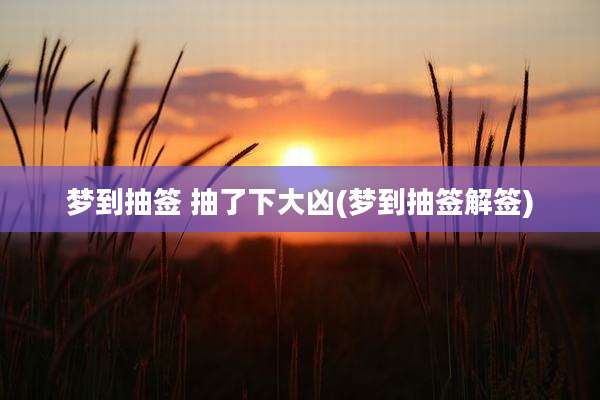 梦到抽签 抽了下大凶(梦到抽签解签)