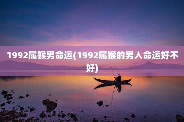 1992属猴男命运(1992属猴的男人命运好不好)