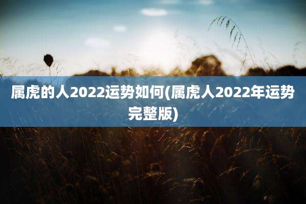 属虎的人2022运势如何(属虎人2022年运势完整版)