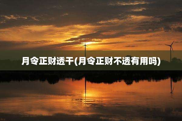 月令正财透干(月令正财不透有用吗)