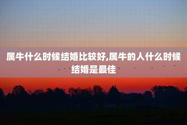 属牛什么时候结婚比较好,属牛的人什么时候结婚是最佳