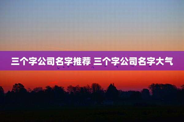 三个字公司名字推荐 三个字公司名字大气