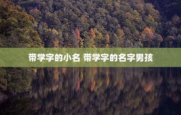 带学字的小名 带学字的名字男孩