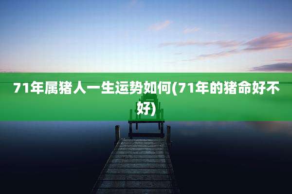 71年属猪人一生运势如何(71年的猪命好不好)