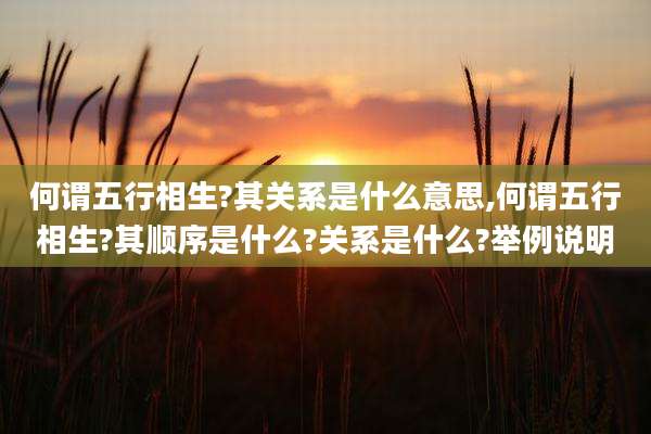 何谓五行相生?其关系是什么意思,何谓五行相生?其顺序是什么?关系是什么?举例说明