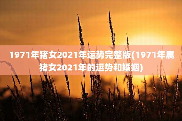 1971年猪女2021年运势完整版(1971年属猪女2021年的运势和婚姻)