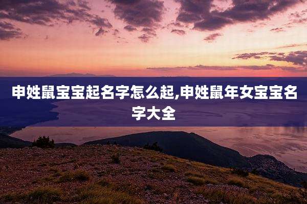 申姓鼠宝宝起名字怎么起,申姓鼠年女宝宝名字大全