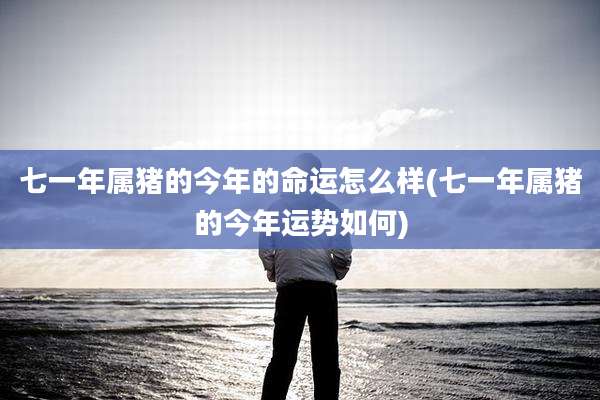 七一年属猪的今年的命运怎么样(七一年属猪的今年运势如何)