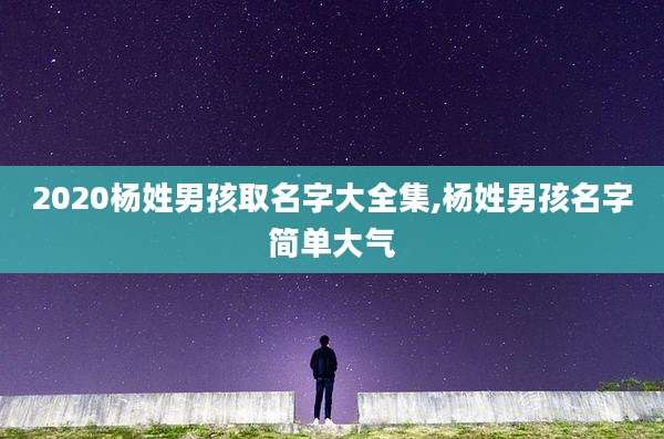2020杨姓男孩取名字大全集,杨姓男孩名字简单大气