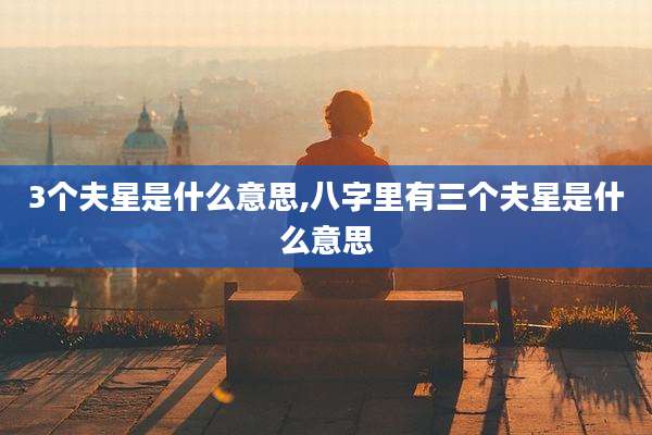 3个夫星是什么意思,八字里有三个夫星是什么意思