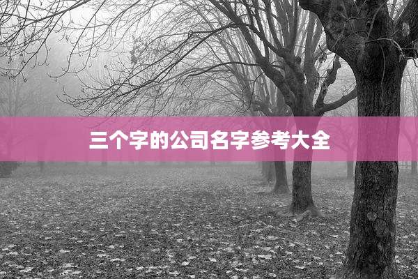 三个字的公司名字参考大全