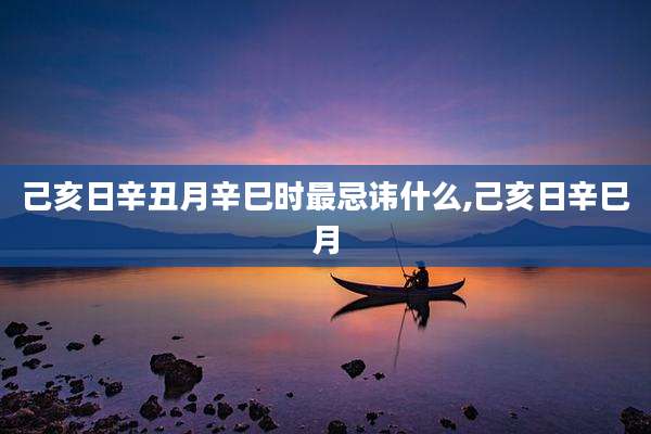 己亥日辛丑月辛巳时最忌讳什么,己亥日辛巳月