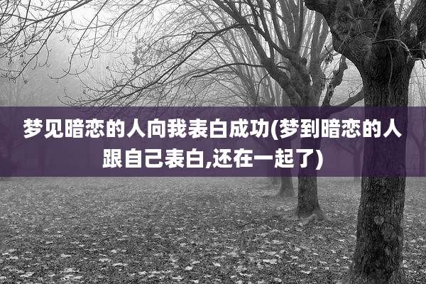 梦见暗恋的人向我表白成功(梦到暗恋的人跟自己表白,还在一起了)