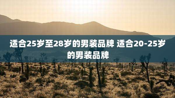 适合25岁至28岁的男装品牌 适合20-25岁的男装品牌