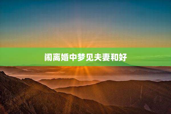 闹离婚中梦见夫妻和好