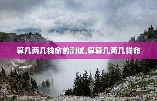 算几两几钱命的测试,算算几两几钱命
