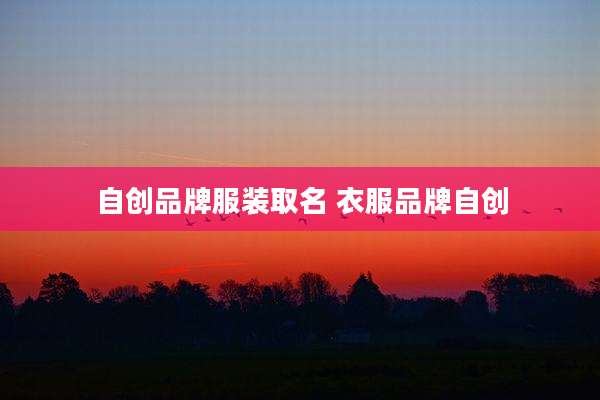 自创品牌服装取名 衣服品牌自创