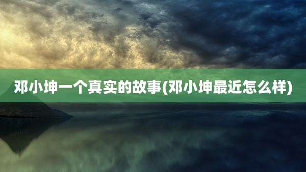 邓小坤一个真实的故事(邓小坤最近怎么样)