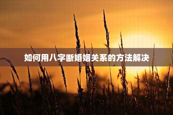如何用八字断婚姻关系的方法解决