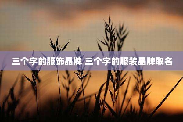 三个字的服饰品牌 三个字的服装品牌取名