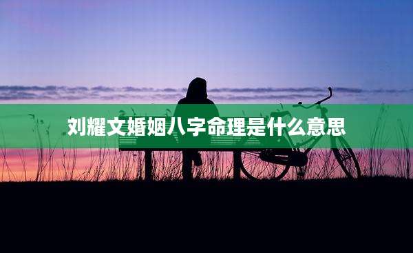刘耀文婚姻八字命理是什么意思