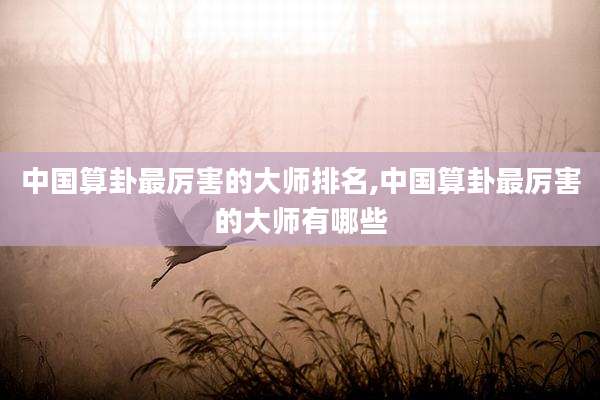 中国算卦最厉害的大师排名,中国算卦最厉害的大师有哪些