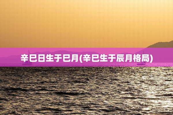 辛巳日生于巳月(辛巳生于辰月格局)