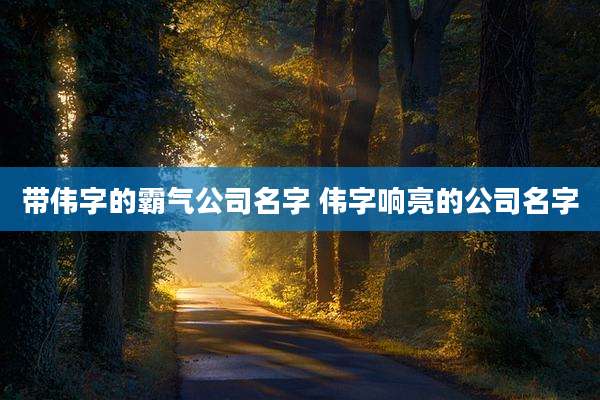 带伟字的霸气公司名字 伟字响亮的公司名字