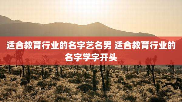 适合教育行业的名字艺名男 适合教育行业的名字学字开头