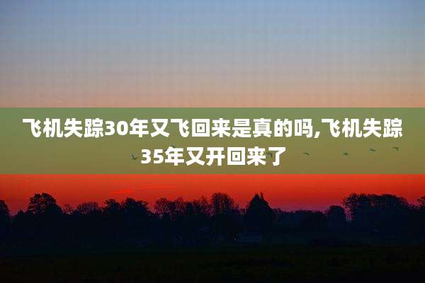 飞机失踪30年又飞回来是真的吗,飞机失踪35年又开回来了