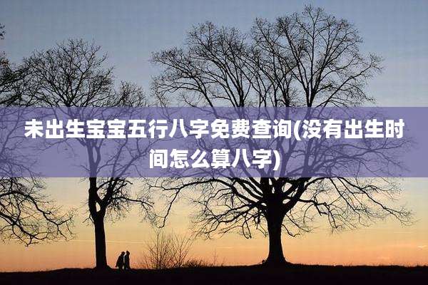 未出生宝宝五行八字免费查询(没有出生时间怎么算八字)
