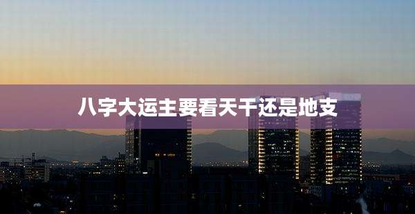 八字大运主要看天干还是地支