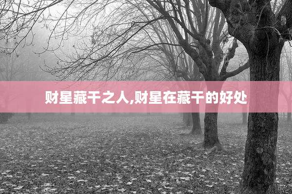 财星藏干之人,财星在藏干的好处