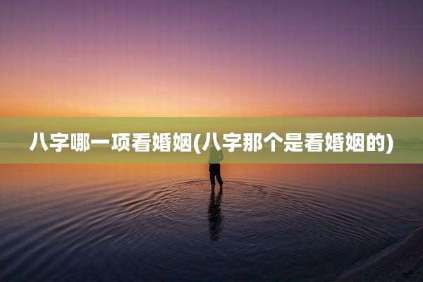 八字哪一项看婚姻(八字那个是看婚姻的)