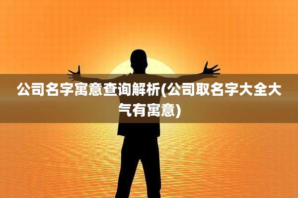 公司名字寓意查询解析(公司取名字大全大气有寓意)