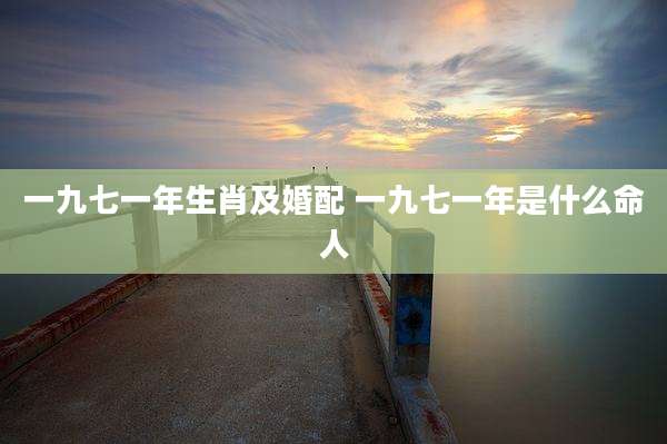 一九七一年生肖及婚配 一九七一年是什么命人