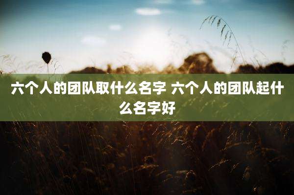 六个人的团队取什么名字 六个人的团队起什么名字好
