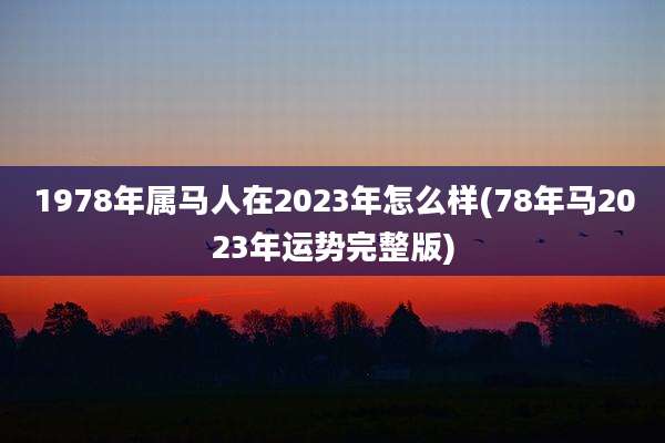 1978年属马人在2023年怎么样(78年马2023年运势完整版)