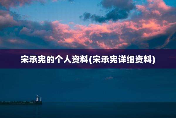 宋承宪的个人资料(宋承宪详细资料)