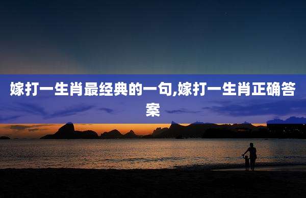 嫁打一生肖最经典的一句,嫁打一生肖正确答案