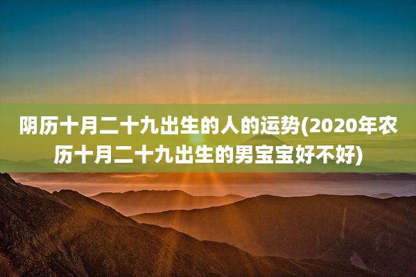 阴历十月二十九出生的人的运势(2020年农历十月二十九出生的男宝宝好不好)