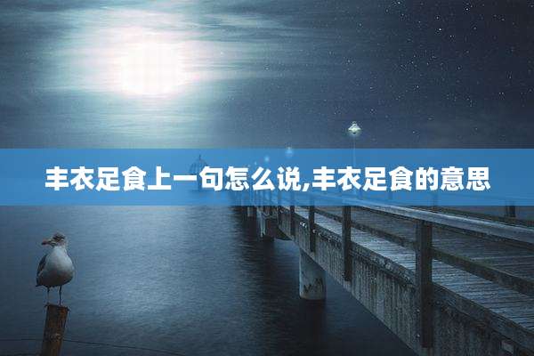 丰衣足食上一句怎么说,丰衣足食的意思