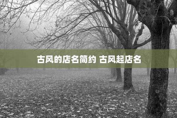 古风的店名简约 古风起店名